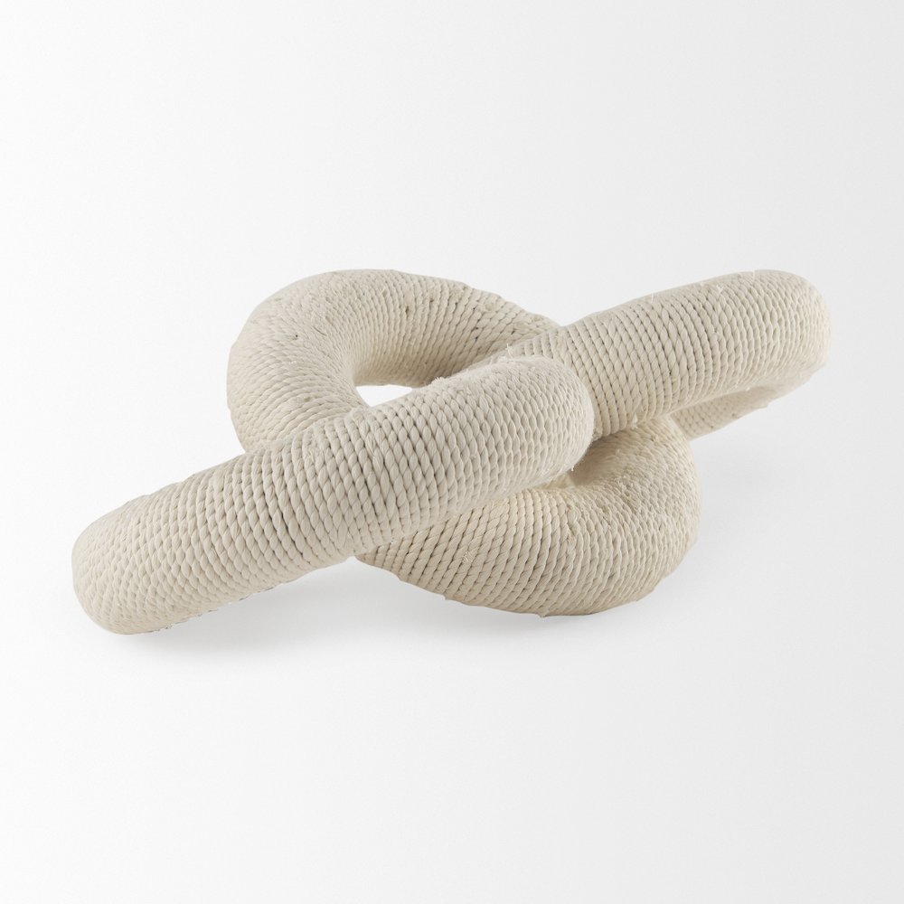 Alize Cotton Rope Wrapped Solid Wood Circular Chain Link Decorative Object. Picture 5