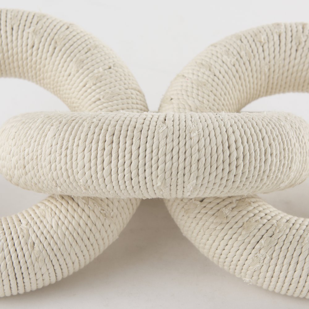 Alize Cotton Rope Wrapped Solid Wood Circular Chain Link Decorative Object. Picture 6