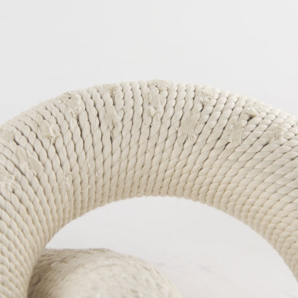 Alize Cotton Rope Wrapped Solid Wood Circular Chain Link Decorative Object. Picture 7