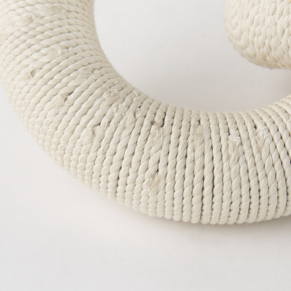 Alize Cotton Rope Wrapped Solid Wood Circular Chain Link Decorative Object. Picture 8