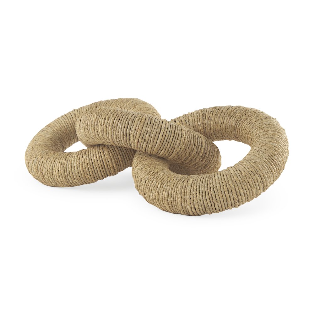Alize Jute Wrapped Solid Wood Circular Chain Link Decorative Object. Picture 1