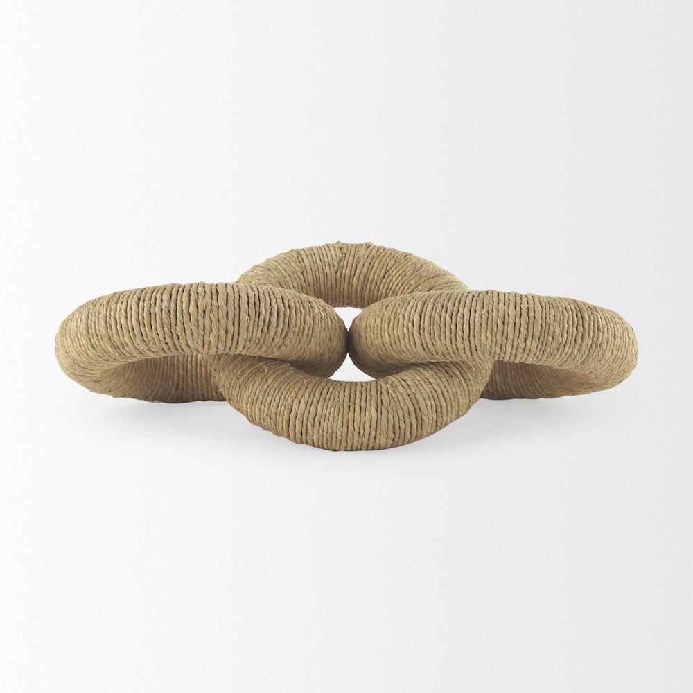 Alize Jute Wrapped Solid Wood Circular Chain Link Decorative Object. Picture 2