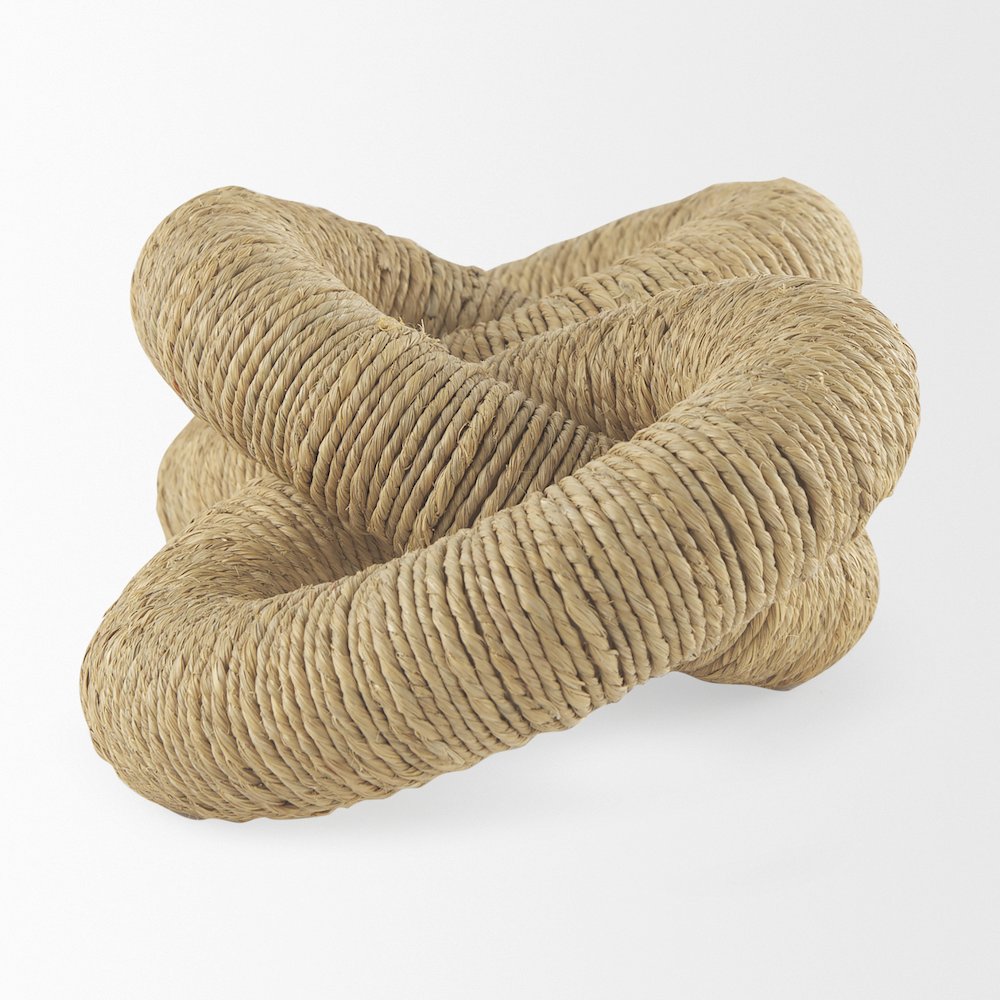 Alize Jute Wrapped Solid Wood Circular Chain Link Decorative Object. Picture 3
