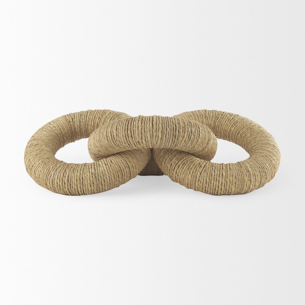 Alize Jute Wrapped Solid Wood Circular Chain Link Decorative Object. Picture 4