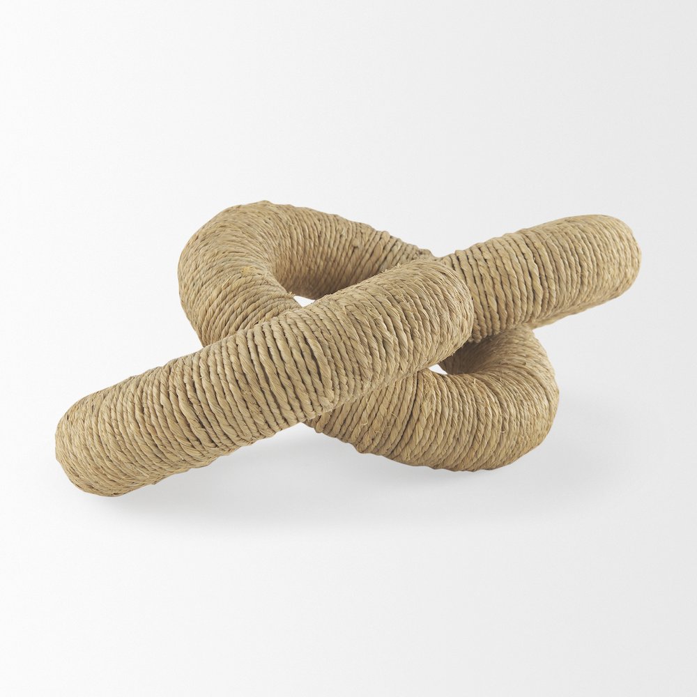 Alize Jute Wrapped Solid Wood Circular Chain Link Decorative Object. Picture 5