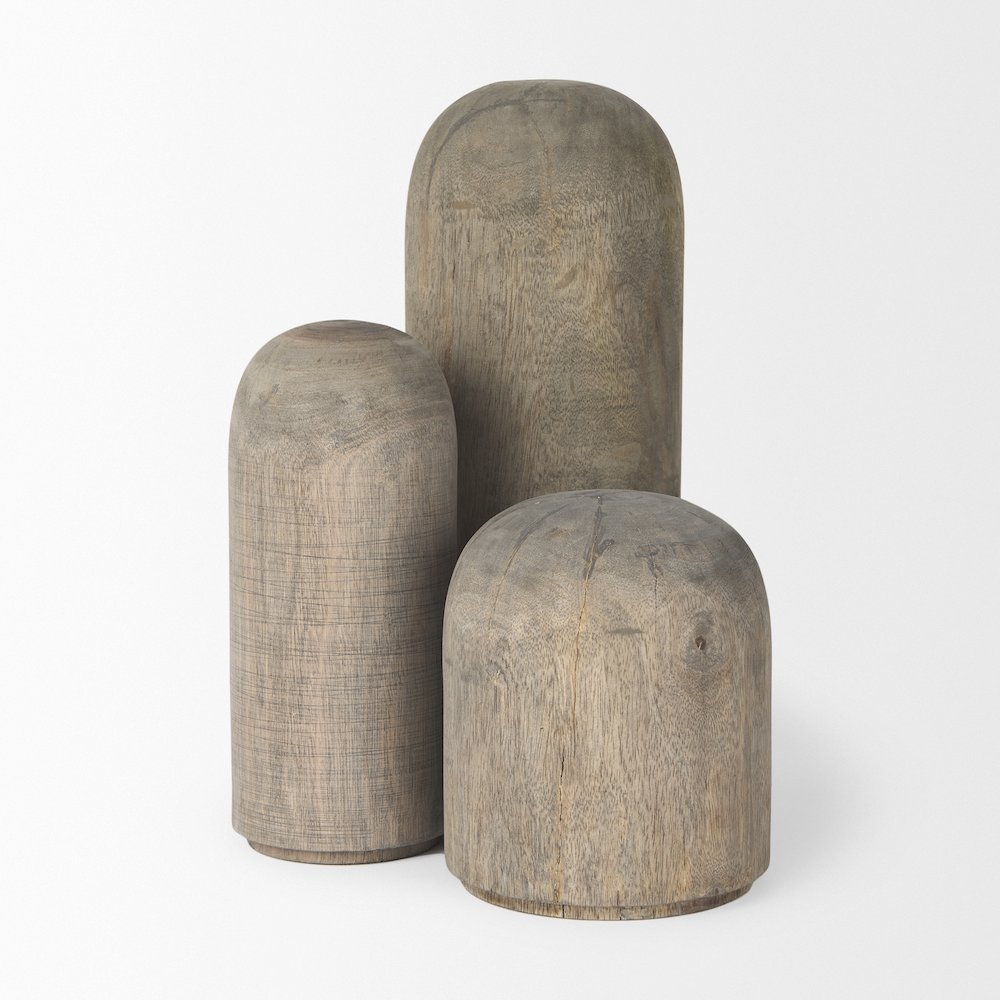 Knox Short Gray-Wash Wood Decorative Object. Picture 6