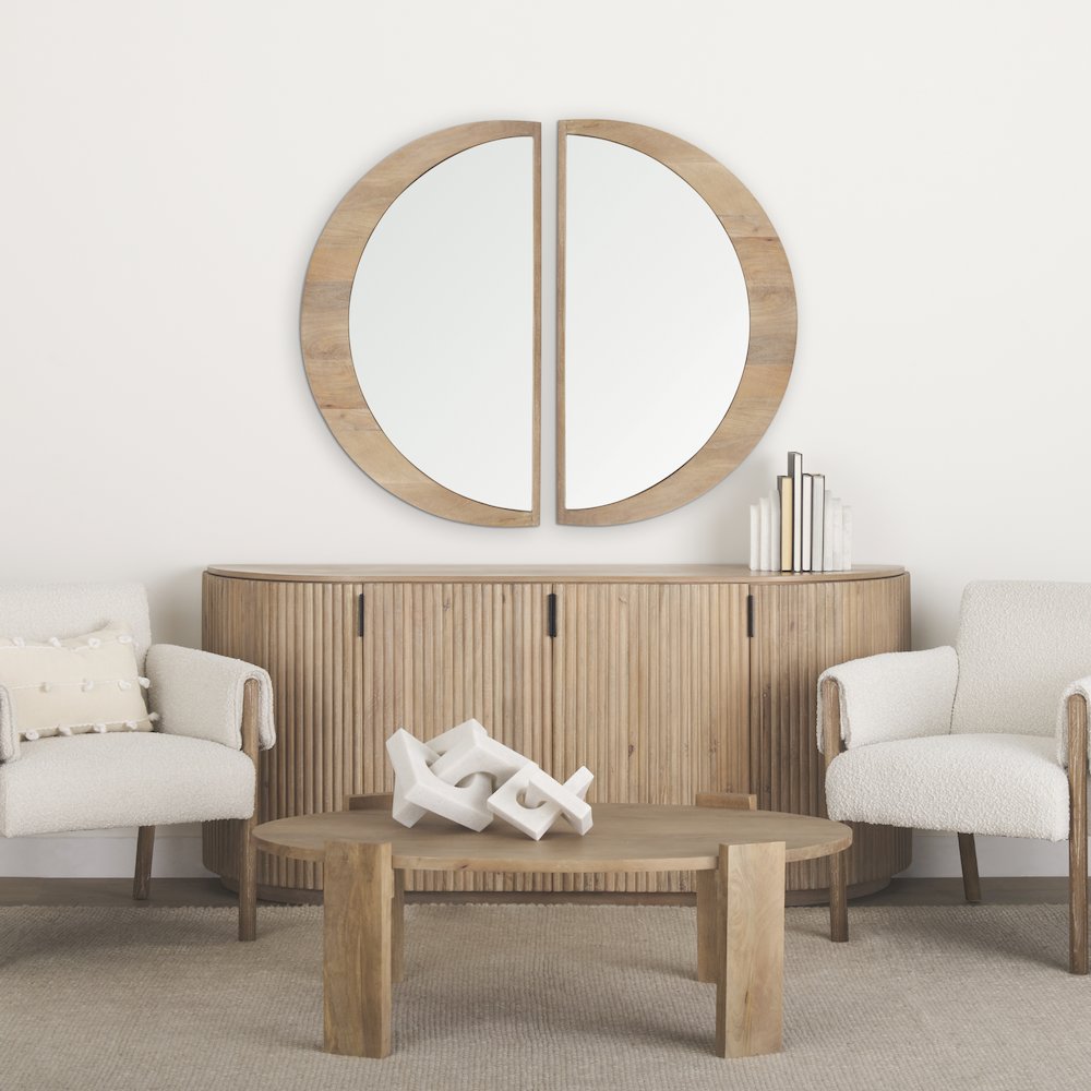 Celeste Light Brown Wood Large Mirror. Picture 7