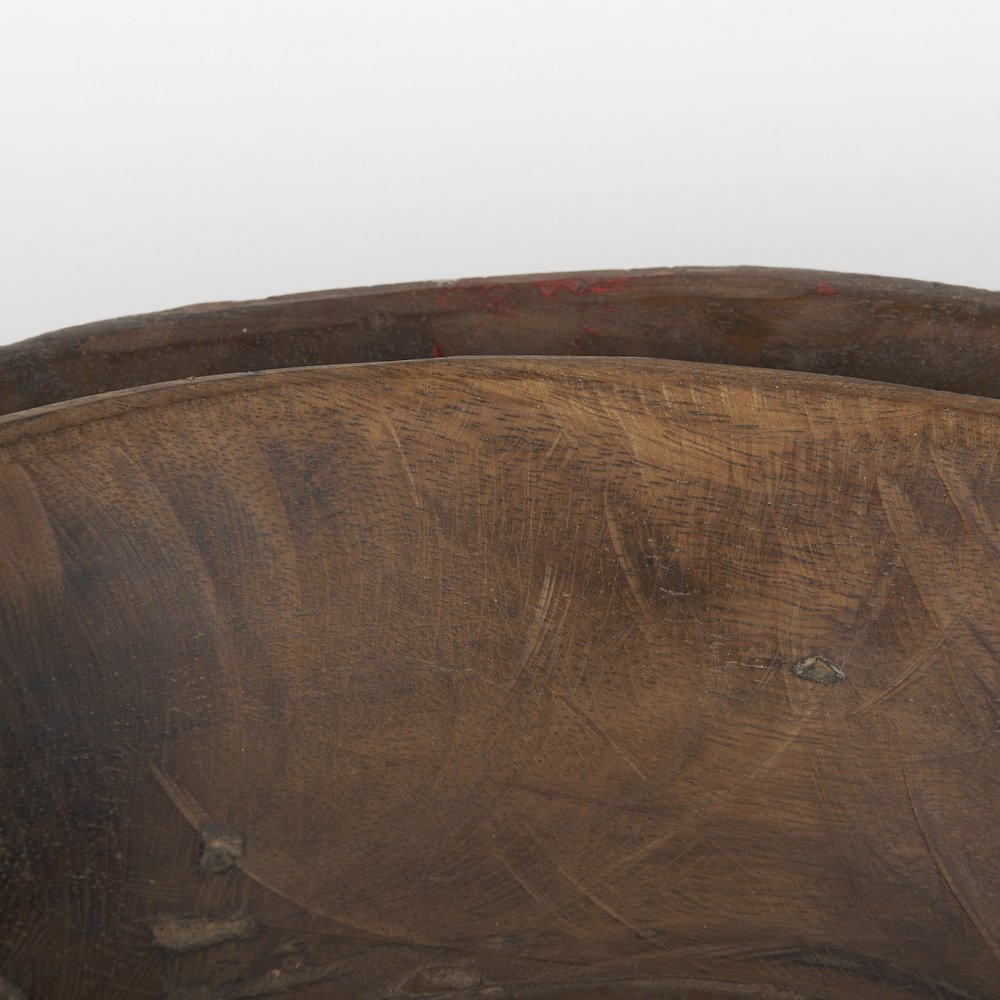 Set Of 2 Large Medium Brown Reclaimed Wood Bowls. Picture 5