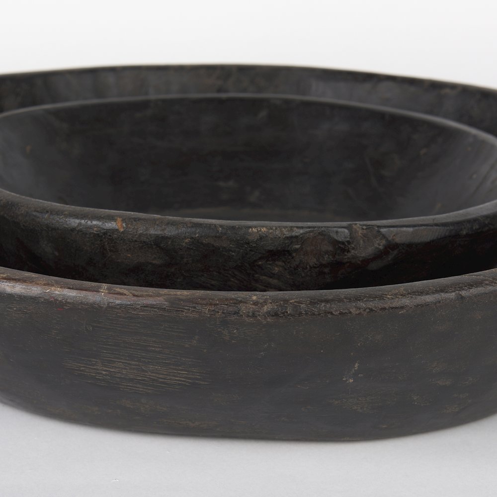 Set Of 2 Large Black-Brown Reclaimed Wood Bowls. Picture 4