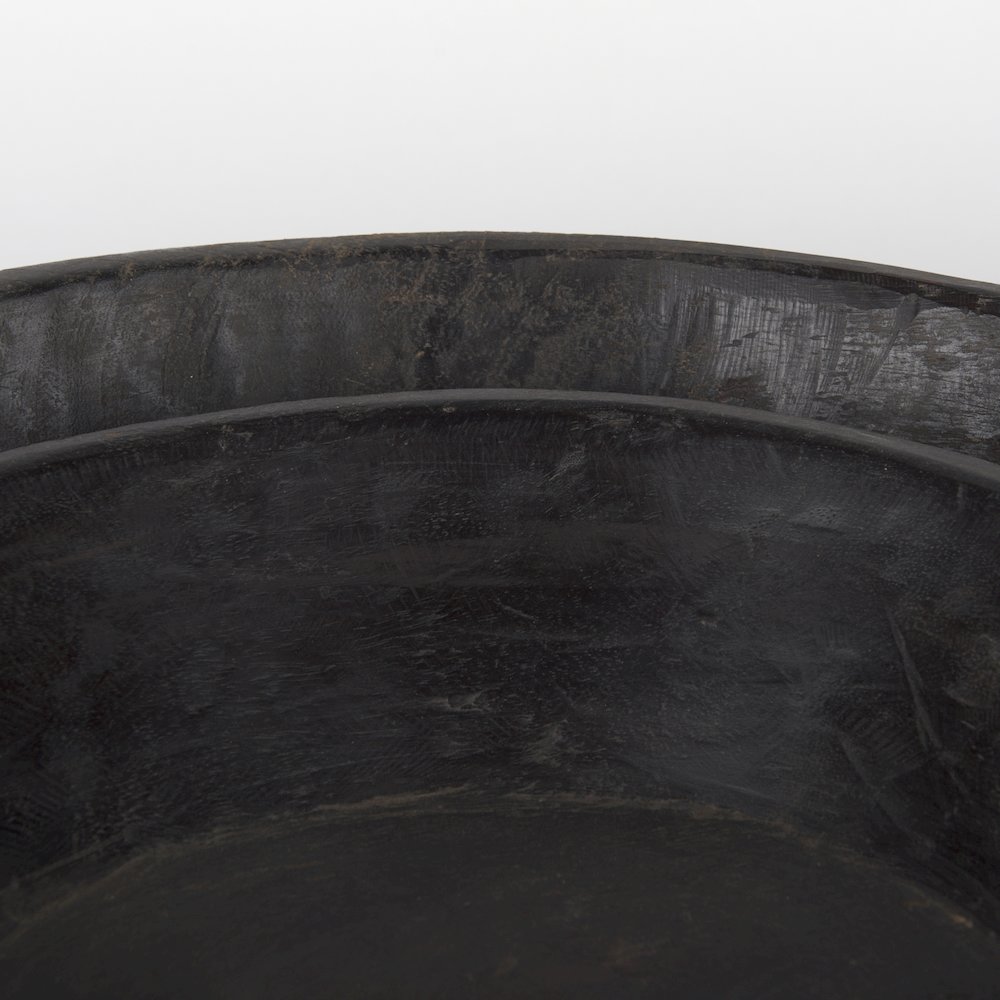 Set Of 2 Large Black-Brown Reclaimed Wood Bowls. Picture 5