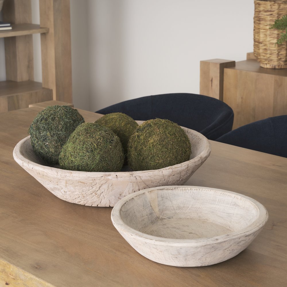 Set Of 2 Large Light-Wash Reclaimed Wood Bowls. Picture 4