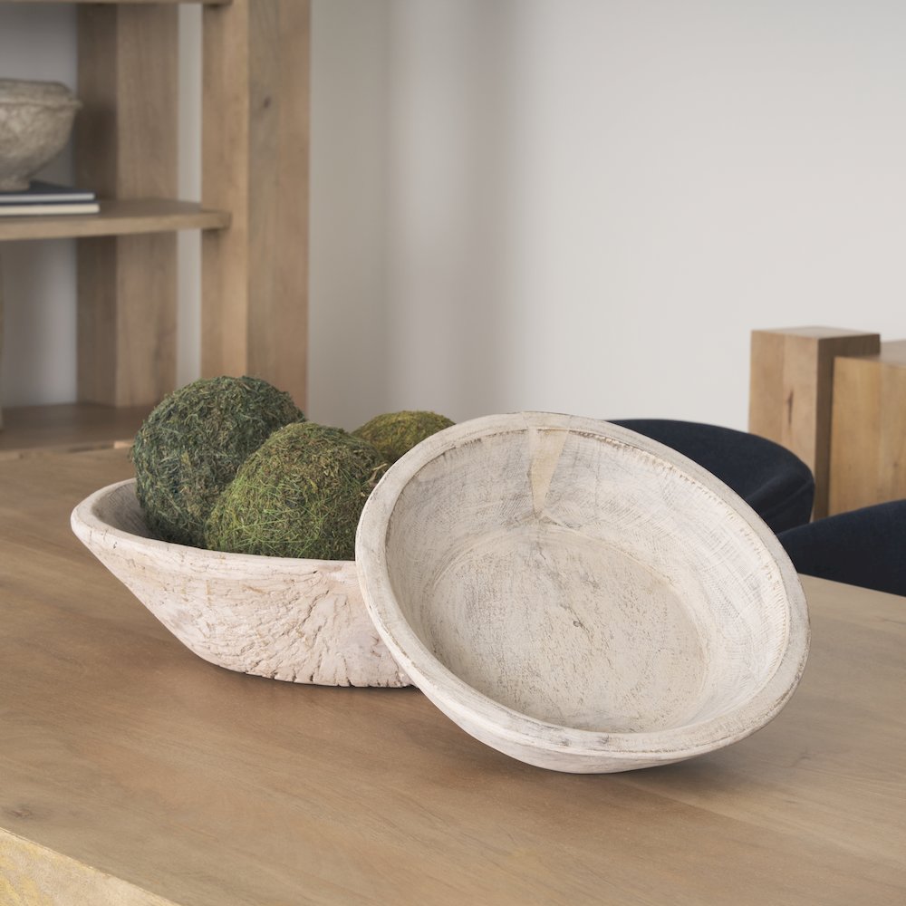 Set Of 2 Large Light-Wash Reclaimed Wood Bowls. Picture 5