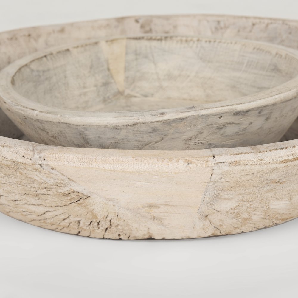 Set Of 2 Large Light-Wash Reclaimed Wood Bowls. Picture 8