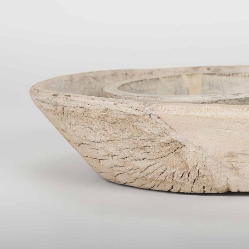 Set Of 2 Large Light-Wash Reclaimed Wood Bowls. Picture 10