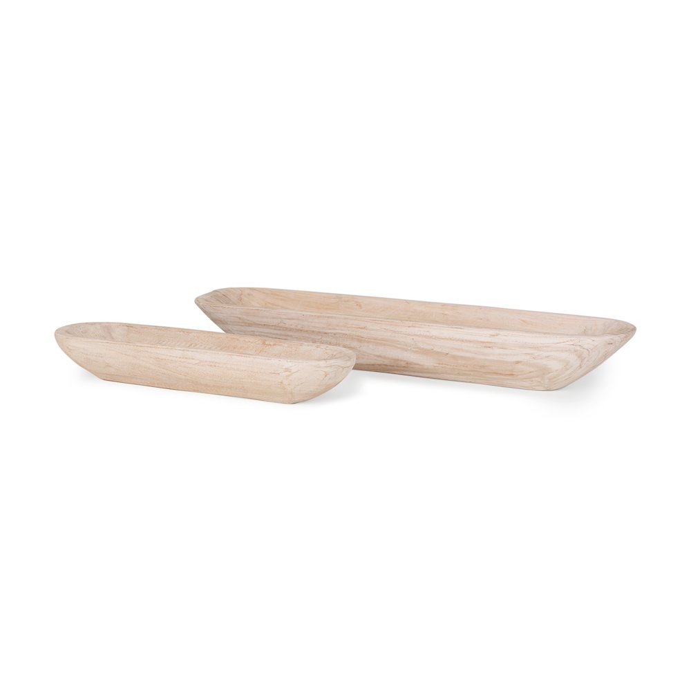 Athena Set of 2 Extra Large  Light-Wash Reclaimed Wood Trays. Picture 1
