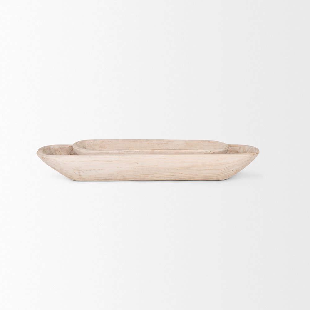 Athena Set of 2 Extra Large  Light-Wash Reclaimed Wood Trays. Picture 7