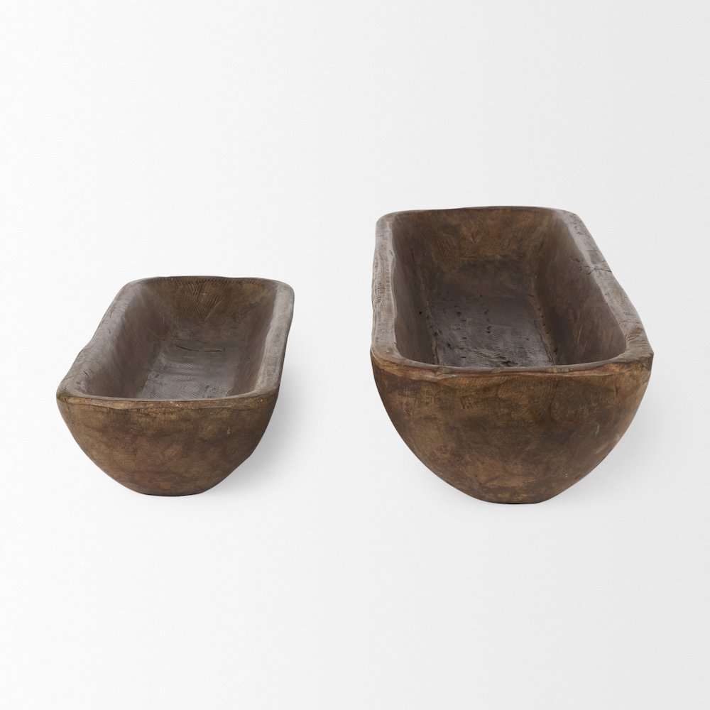 Athena Set of 2 Extra Large Medium Brown Reclaimed Wood Trays. Picture 3