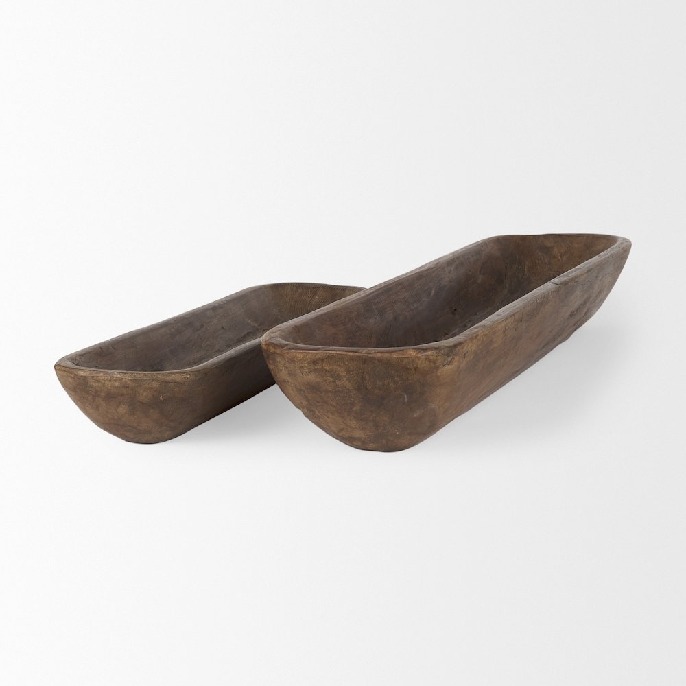 Athena Set of 2 Extra Large Medium Brown Reclaimed Wood Trays. Picture 4