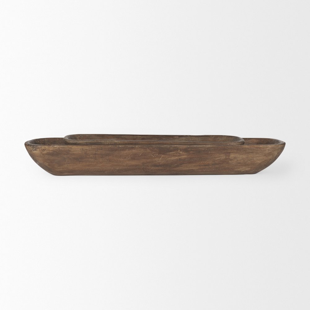 Athena Set of 2 Extra Large Medium Brown Reclaimed Wood Trays. Picture 5