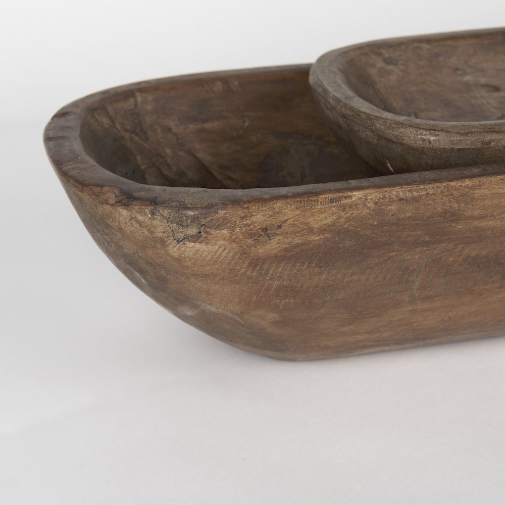 Athena Set of 2 Extra Large Medium Brown Reclaimed Wood Trays. Picture 6