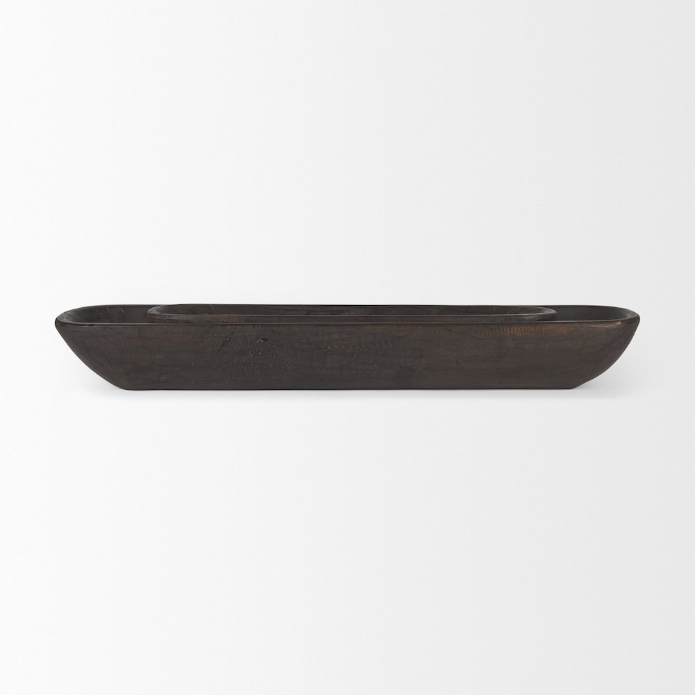 Athena Set of 2 Extra Large Black-Brown Reclaimed Wood Trays. Picture 5