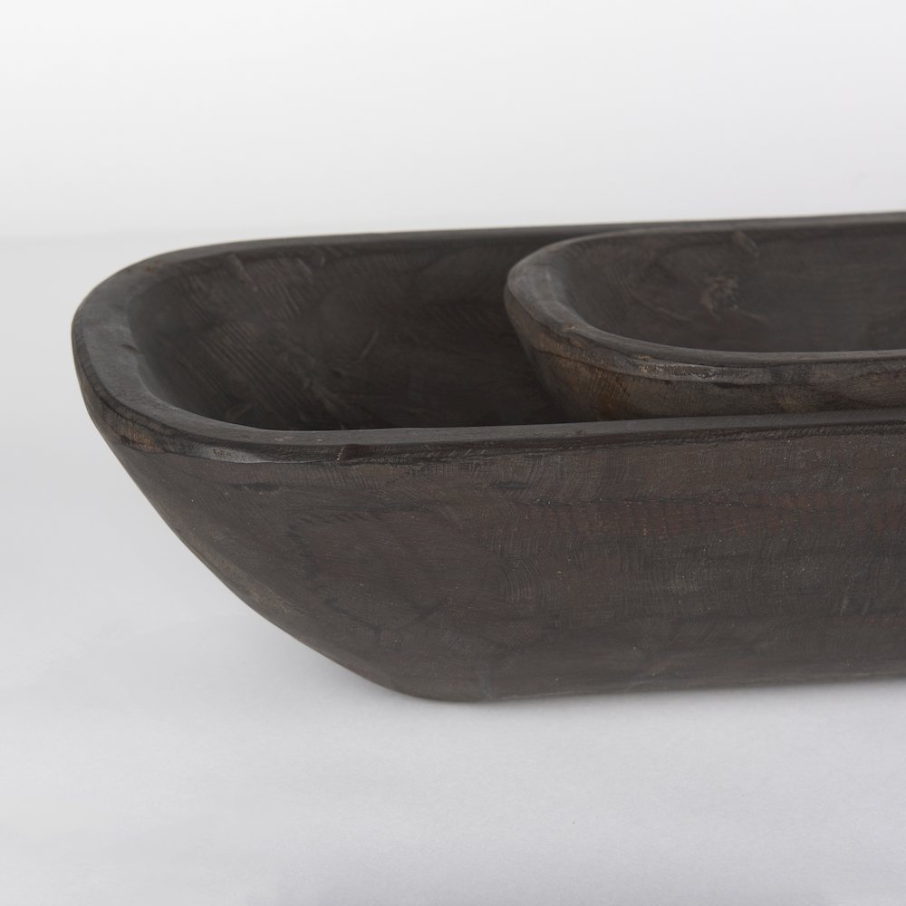 Athena Set of 2 Extra Large Black-Brown Reclaimed Wood Trays. Picture 6
