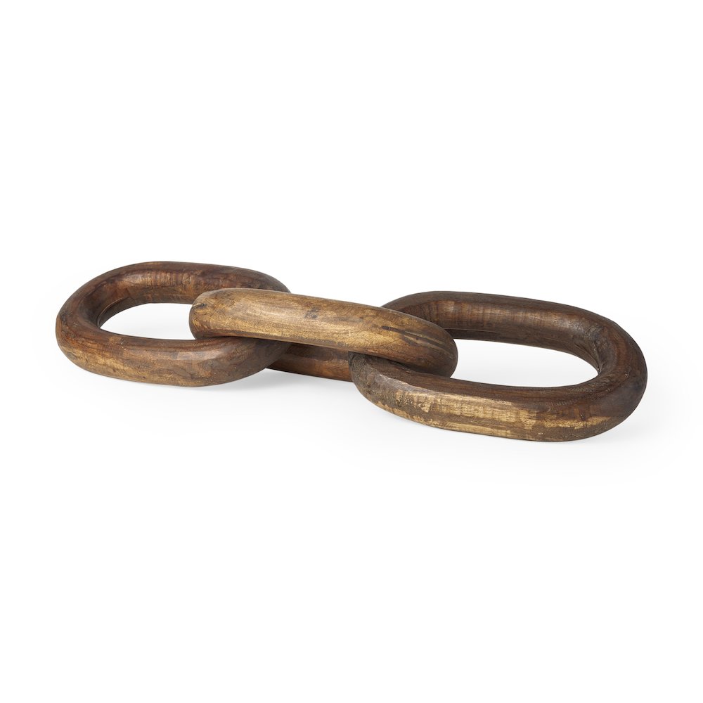 Tayla Large Medium Brown Wood Chain Link. Picture 1