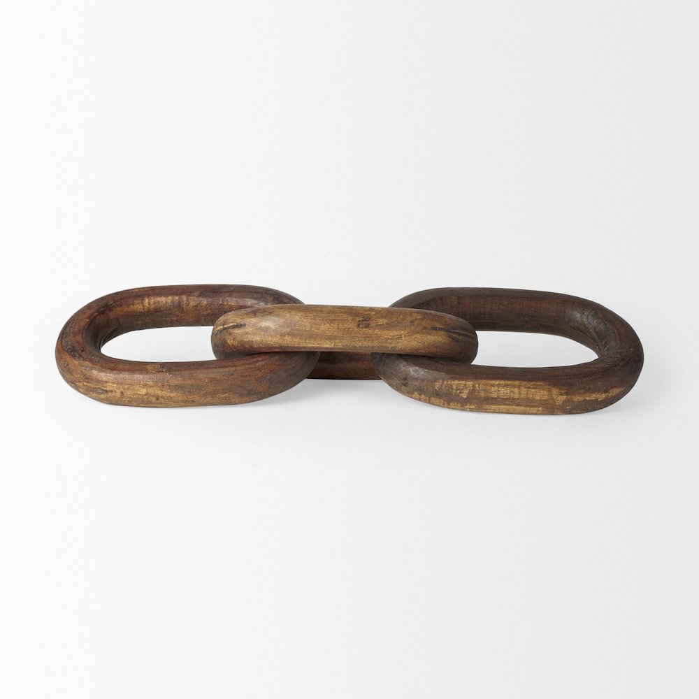 Tayla Large Medium Brown Wood Chain Link. Picture 5