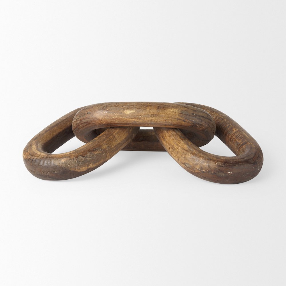 Tayla Large Medium Brown Wood Chain Link. Picture 8