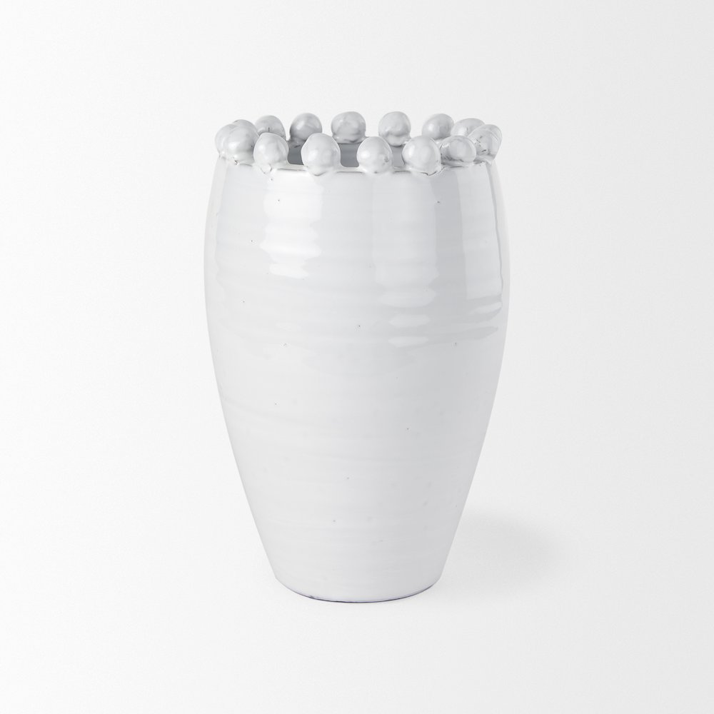 Basin Medium Off-White Glazed Vase. Picture 8