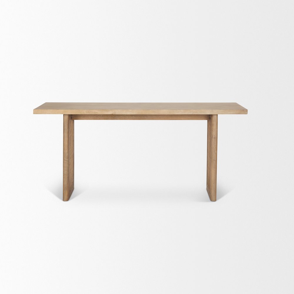 Light Brown Solid Wood Cane Accent Console Table. Picture 3