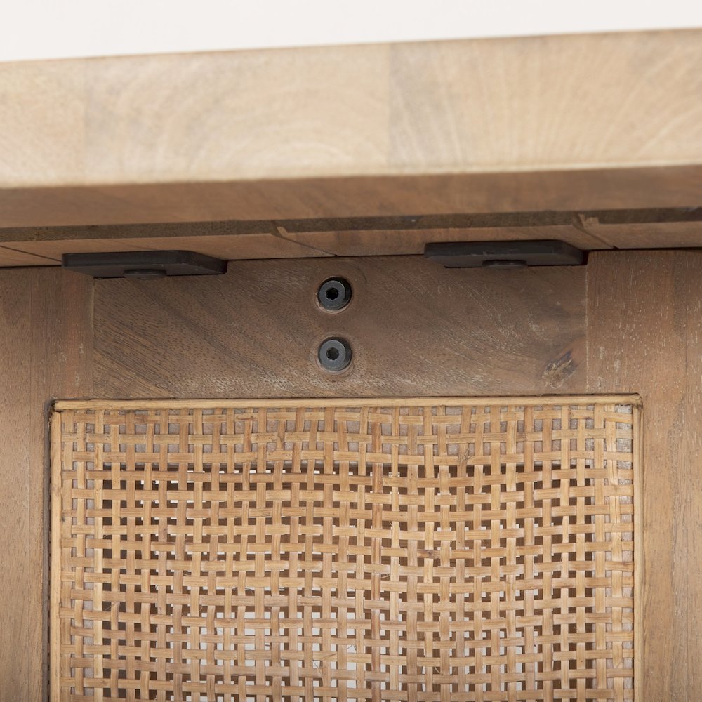 Light Brown Solid Wood Cane Accent Console Table. Picture 7