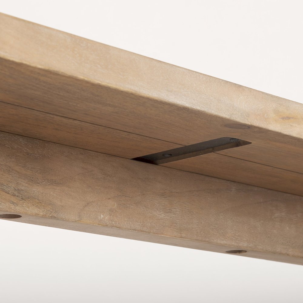 Light Brown Solid Wood Cane Accent Console Table. Picture 8