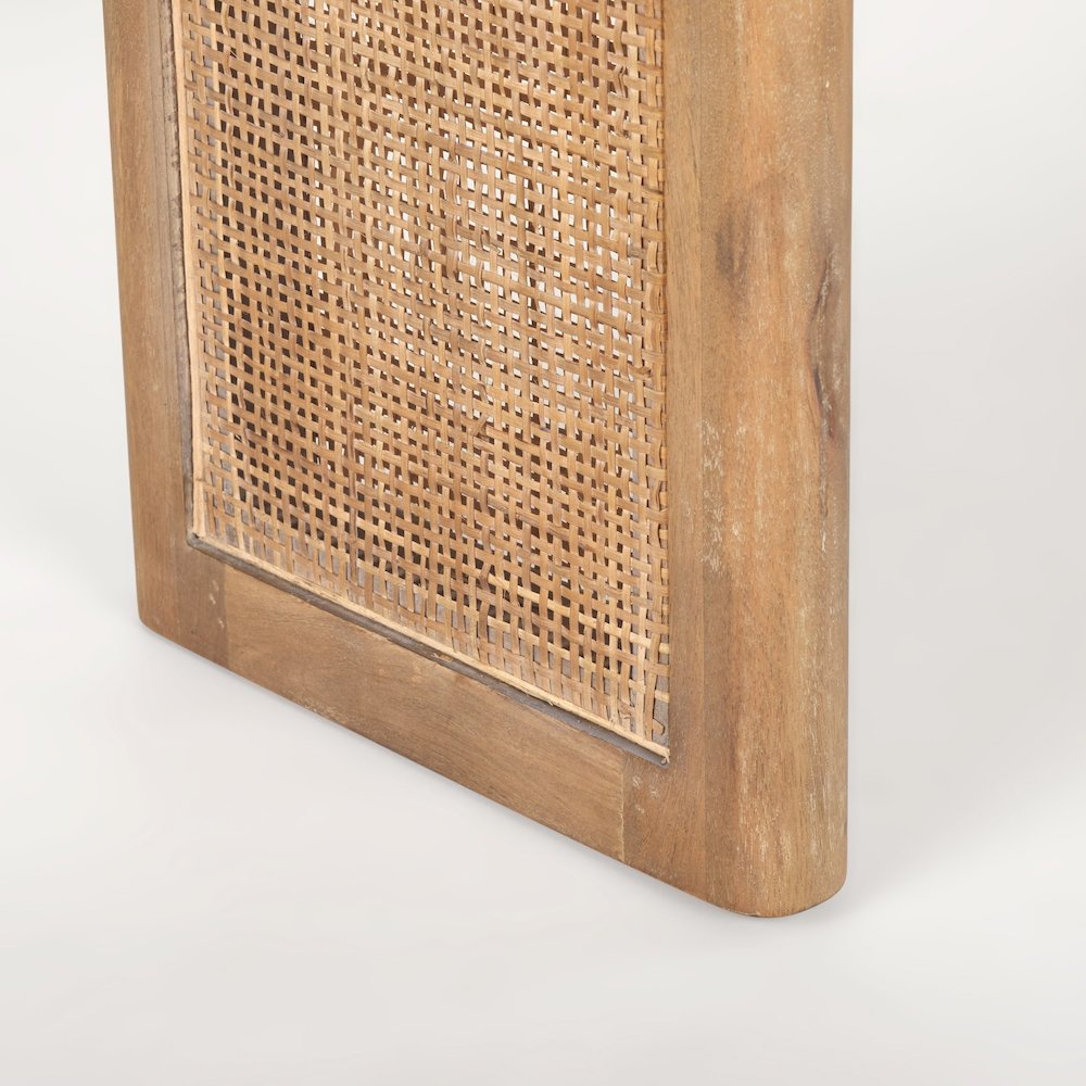 Light Brown Solid Wood Cane Accent Console Table. Picture 9