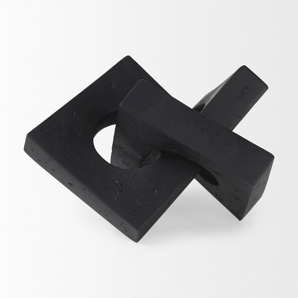 Linx  Small Matte Black Resin Sculpture Decorative Object. Picture 3