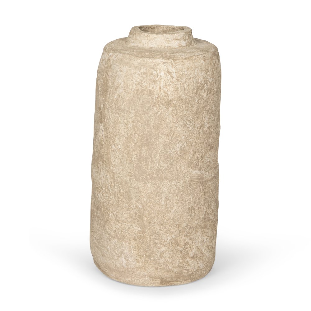 Rama Small Beige Paper Mache Floor Vase. Picture 1