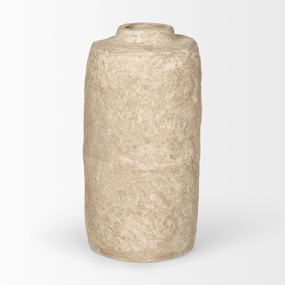 Rama Small Beige Paper Mache Floor Vase. Picture 4