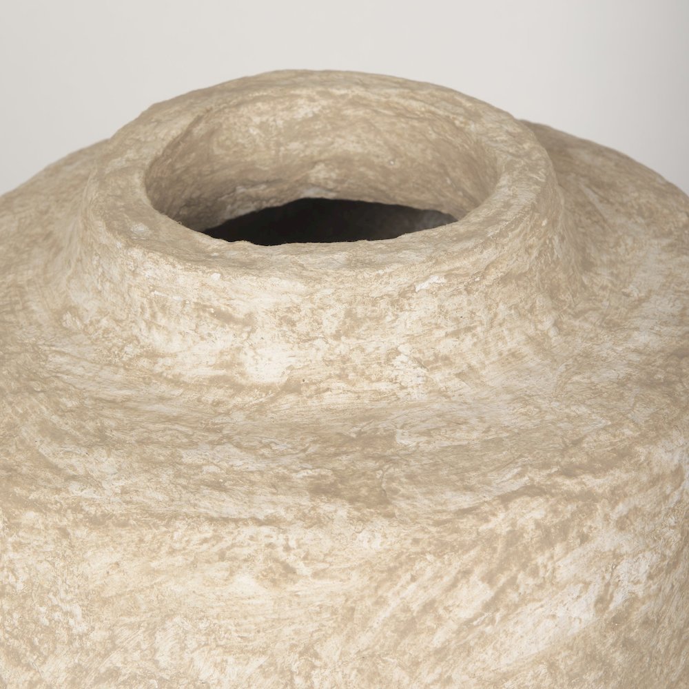 Rama Small Beige Paper Mache Floor Vase. Picture 5