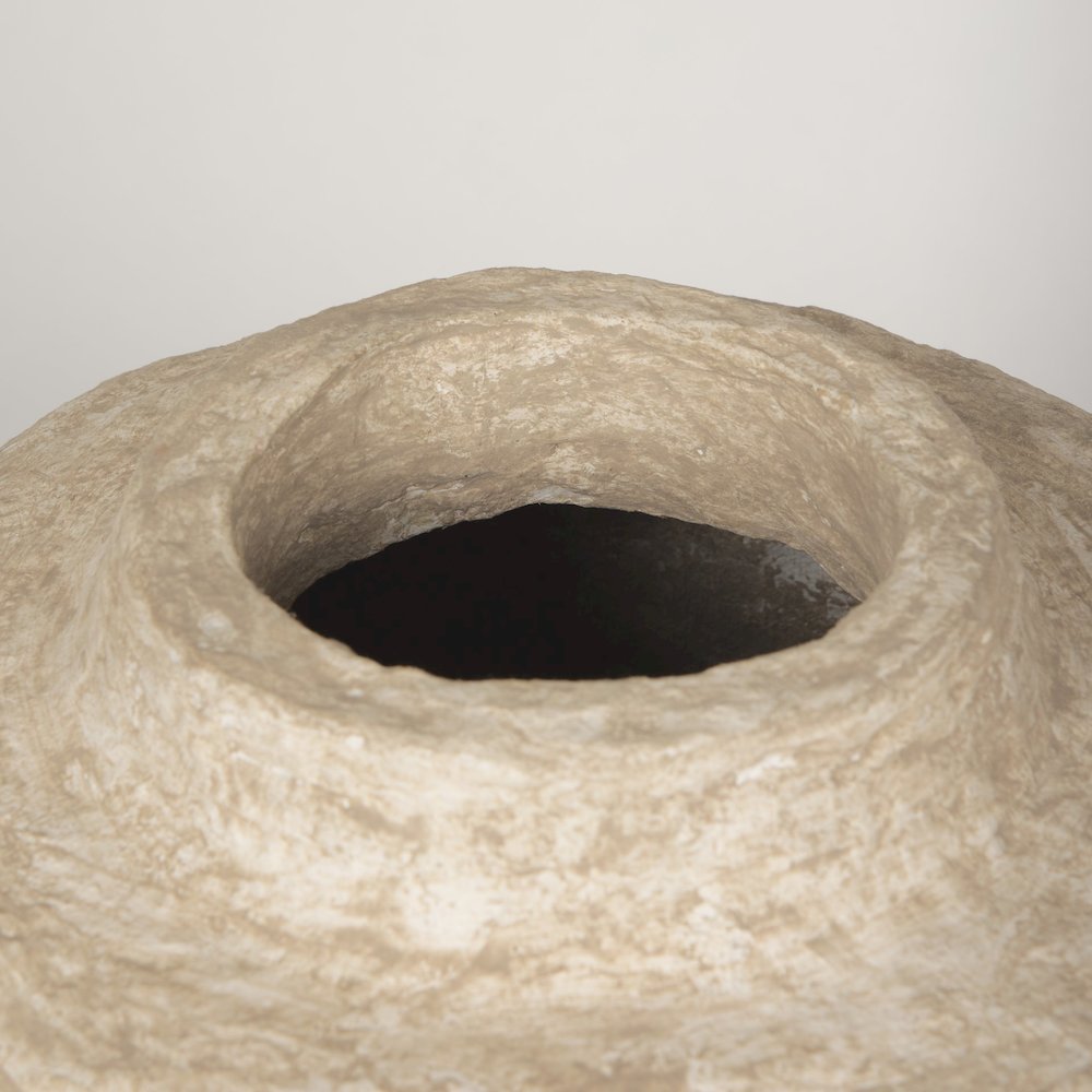 Rama Small Beige Paper Mache Floor Vase. Picture 6