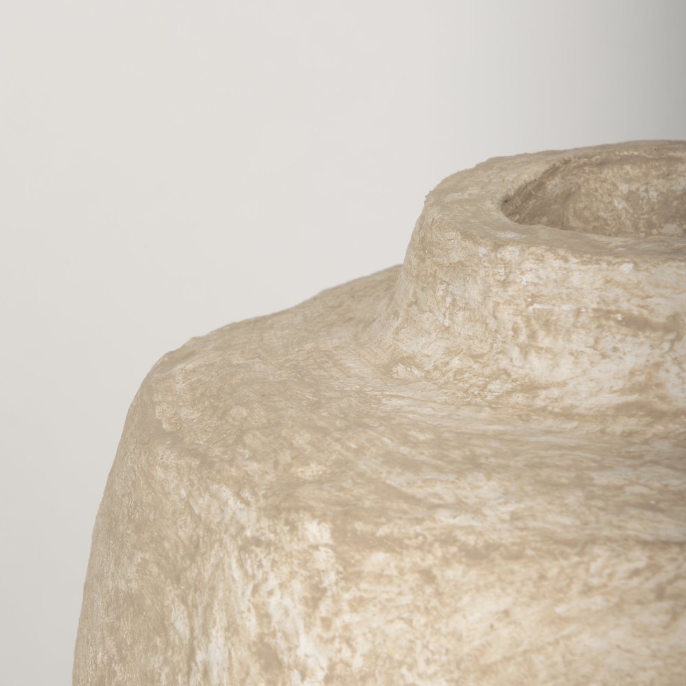 Rama Small Beige Paper Mache Floor Vase. Picture 7