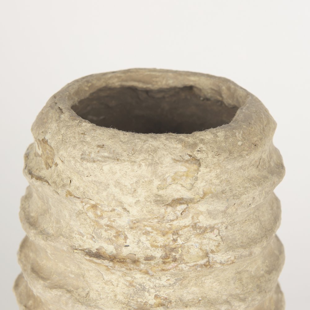 KamlSmall Beige Paper Mache Vase. Picture 5