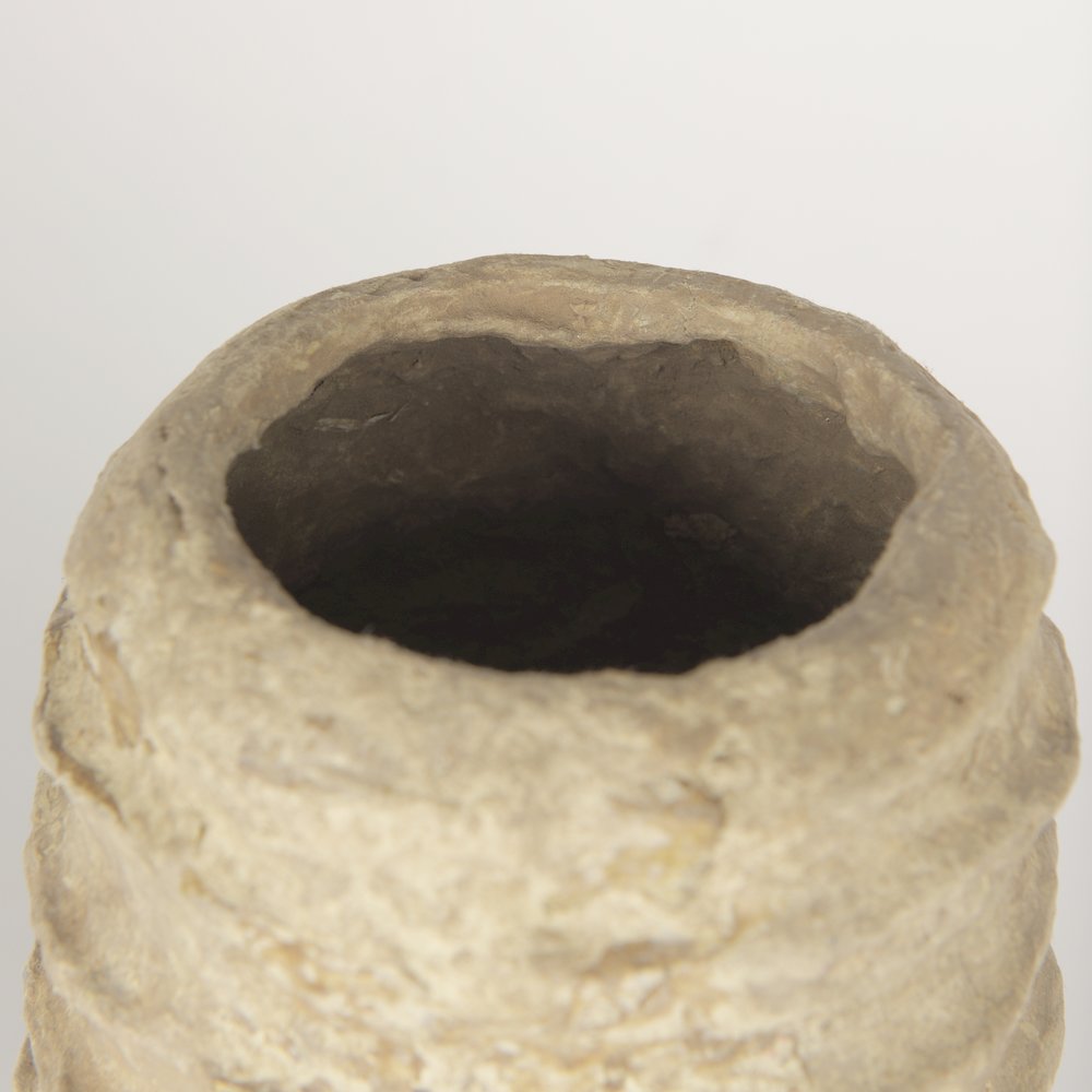 KamlSmall Beige Paper Mache Vase. Picture 6