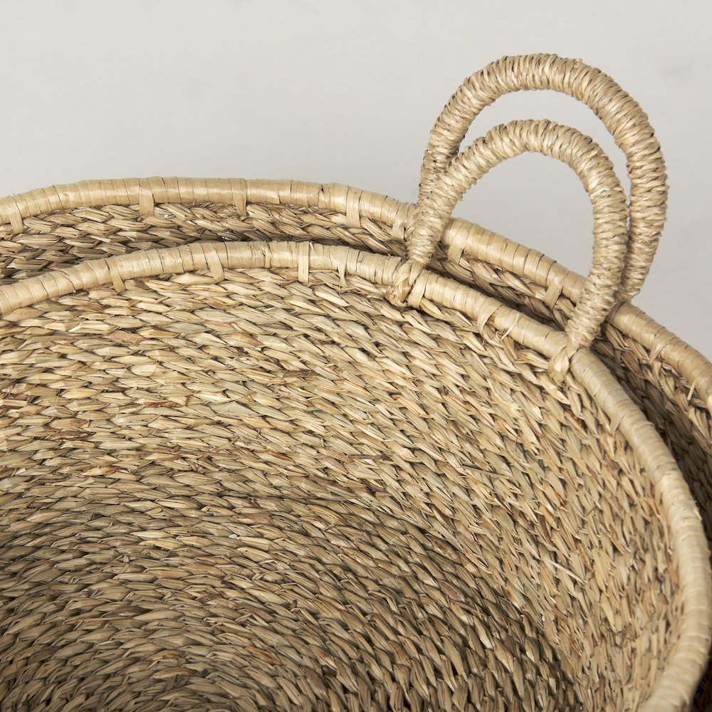 Set Of 2 Deep Nesting Seagrass Baskets Handles. Picture 7