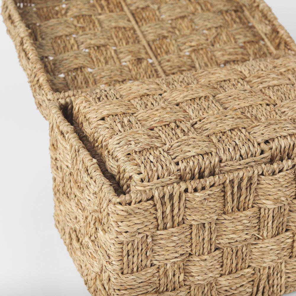 Set Of 2 Seagrass Boxes With Lids. Picture 4
