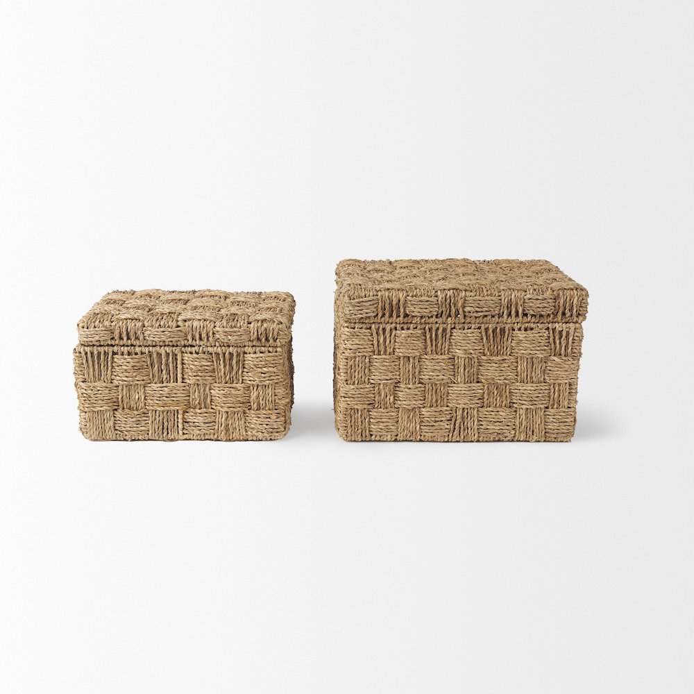 Set Of 2 Seagrass Boxes With Lids. Picture 6