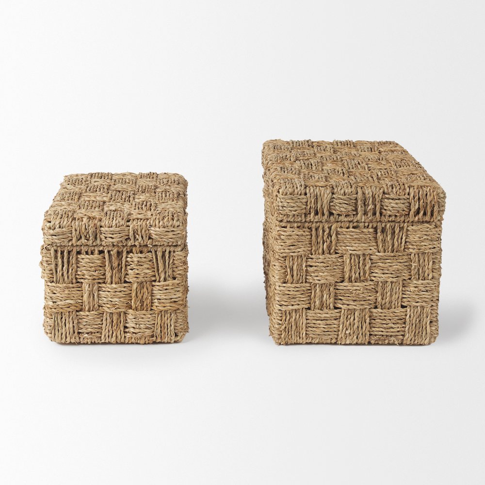Set Of 2 Seagrass Boxes With Lids. Picture 7