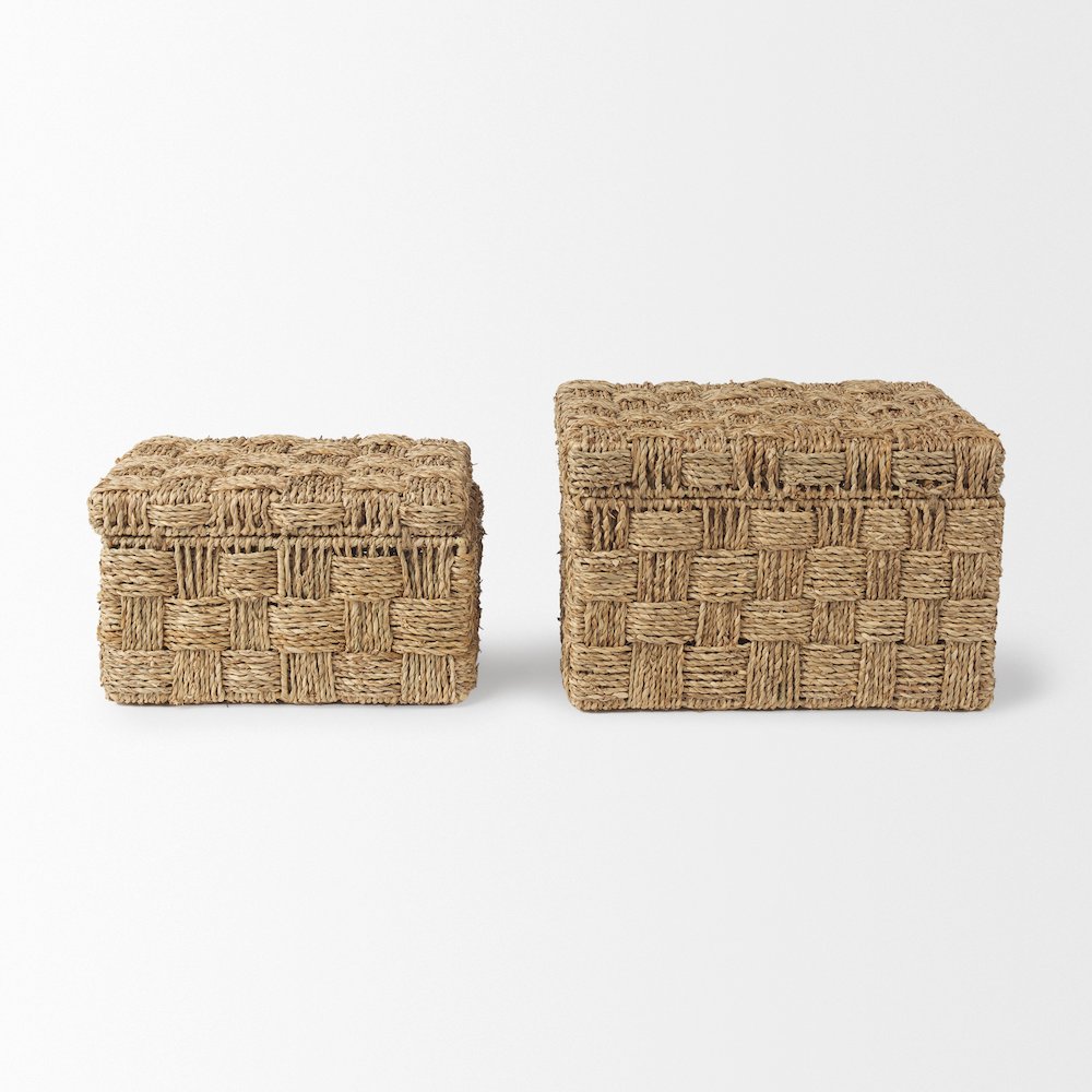 Set Of 2 Seagrass Boxes With Lids. Picture 8