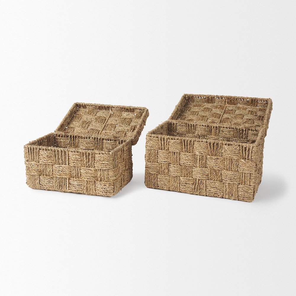 Set Of 2 Seagrass Boxes With Lids. Picture 9