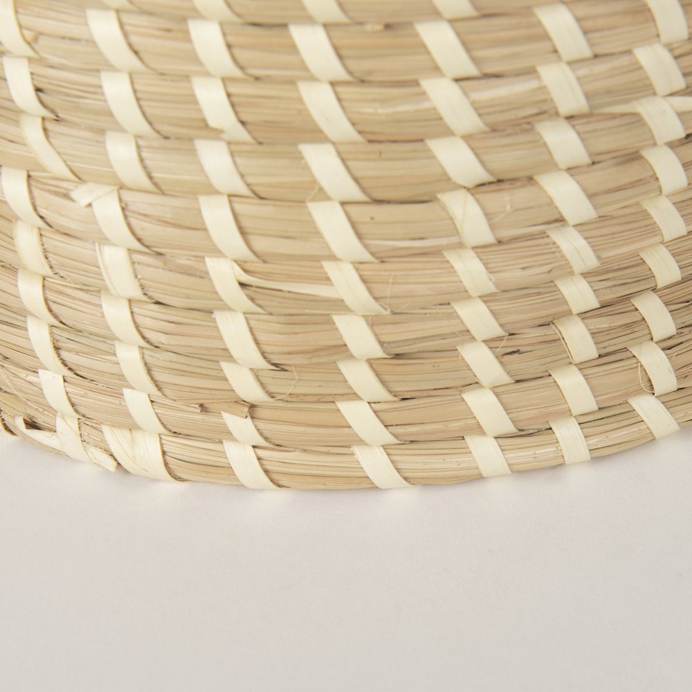 Set Of 3 Nesting Seagrass & Palm Leaf Boxes With Lids. Picture 7