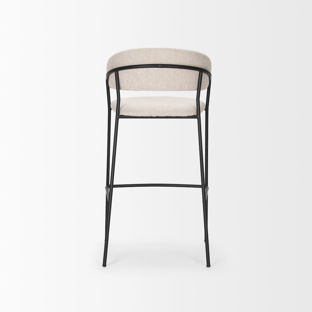 Bar Stool Oatmeal Fabric & Matte Black Metal. Picture 4